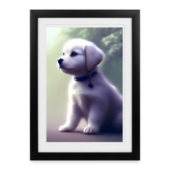 Bébé chien - Affiche encadrée (27 × 37 cm) - noir - Devant