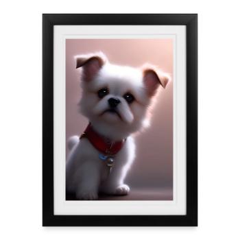 Bébé chien - Affiche encadrée (27 × 37 cm) - noir - Devant