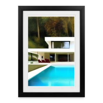 Villa blanche avec piscine - Affiche encadrée (27 × 37 cm) - noir - Devant