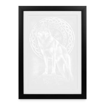 Wolf Vegvisir Rune - Framed poster (27 × 37 cm) - black - Front