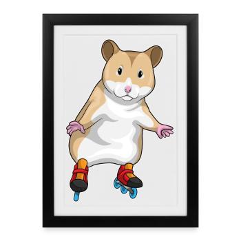 Hamster Inline skating Inline skates - Framed poster (27 × 37 cm) - black - Front