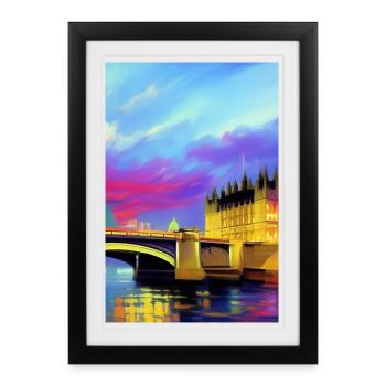 Ponts à Londres - Affiche encadrée (27 × 37 cm) - noir - Devant