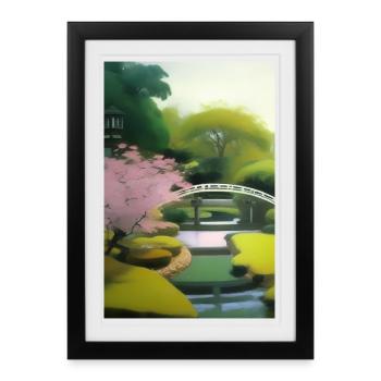 Jardin zen chinois - Affiche encadrée (27 × 37 cm) - noir - Devant
