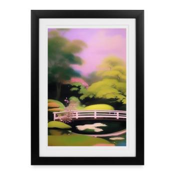 Jardin zen chinois - Affiche encadrée (27 × 37 cm) - noir - Devant