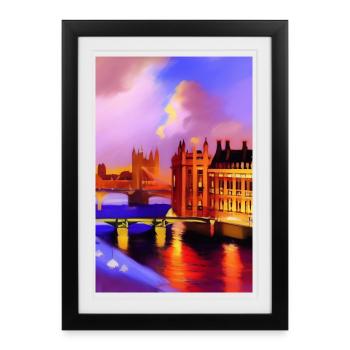 Ponts à Londres - Affiche encadrée (27 × 37 cm) - noir - Devant