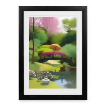Jardin zen chinois - Affiche encadrée (27 × 37 cm) - noir - Devant