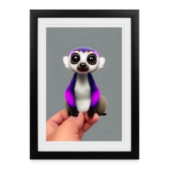 Singe lémurien - Affiche encadrée (27 × 37 cm) - noir - Devant