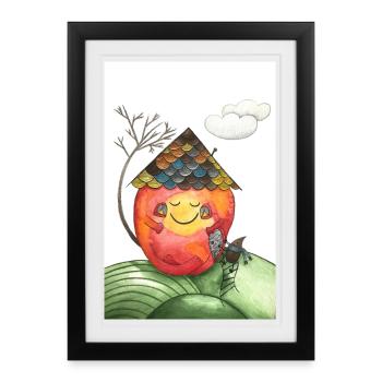 Apple Home Illustration - Affiche encadrée (27 × 37 cm) - noir - Devant