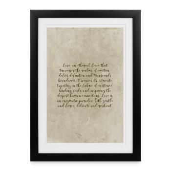 Philosophical text about love poster - Framed poster (27 × 37 cm) - black - Front