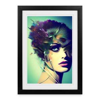 Art facial abstrait - Affiche encadrée (27 × 37 cm) - noir - Devant