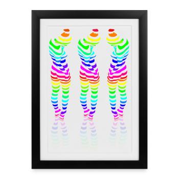 CSD 3girl friends lbgtq + gay rainbow party lesbian - Affiche encadrée (27 × 37 cm) - noir - Devant