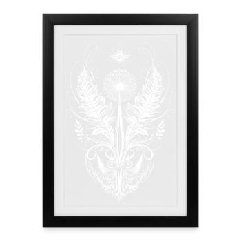 Pissenlit cœur d’abeille art botanique - Affiche encadrée (27 × 37 cm) - noir - Devant