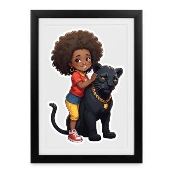 Kinder mit schwarzem Panther - Framed poster (27 × 37 cm) - black - Front