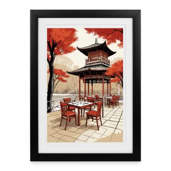 Café asiatique - Affiche encadrée (27 × 37 cm) - noir - Devant