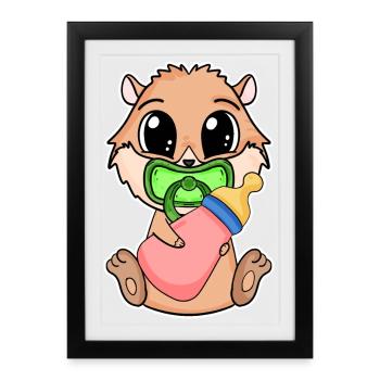 Baby Domestic Guinea Pig Motif Guinea Pig - Framed poster (27 × 37 cm) - black - Front