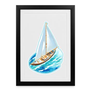 Sailing ship - Framed poster (27 × 37 cm) - black - Front