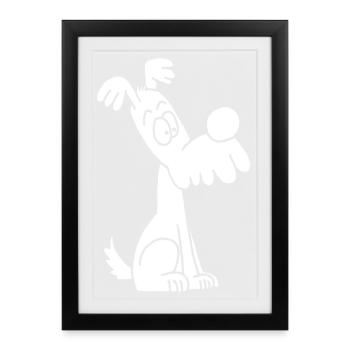 Chien blanc rigolo et mignon - Affiche encadrée (27 × 37 cm) - noir - Devant