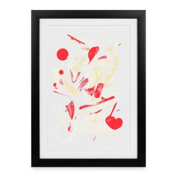 Design abstrait cool avec des lignes et des nuances dynamiques - Affiche encadrée (27 × 37 cm) - noir - Devant