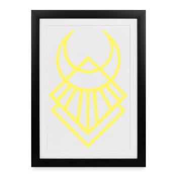 symbole lunaire égyptien jaune - Affiche encadrée (27 × 37 cm) - noir - Devant