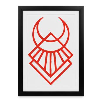 symbole lunaire égyptien rouge - Affiche encadrée (27 × 37 cm) - noir - Devant