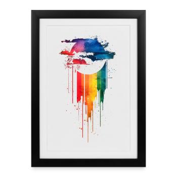 Subtle and Cool Dripping Pride Flag Rainbow Design - Framed poster (27 × 37 cm) - black - Front