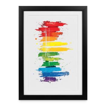 Subtle and Cool Dripping Pride Flag Rainbow Design - Framed poster (27 × 37 cm) - black - Front