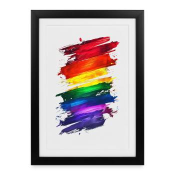Abstrait Rainbow Pride Design - Art vibrant - Affiche encadrée (27 × 37 cm) - noir - Devant