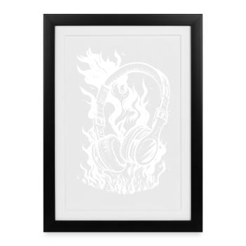 Burning headphones - Framed poster (27 × 37 cm) - black - Front