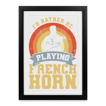 Blague drôle sur le joueur de cor français - Affiche encadrée (27 × 37 cm) - noir - Devant