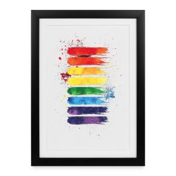 Subtle and Cool Dripping Pride Flag Rainbow Design - Framed poster (27 × 37 cm) - black - Front