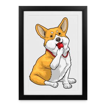Corgi Referee Whistle - Framed poster (27 × 37 cm) - black - Front