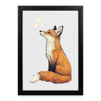 Renard avec des étoiles - Affiche encadrée (27 × 37 cm) - noir - Devant