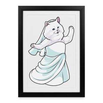 Persian Cat Bridal Wedding Dress Wedding - Framed poster (27 × 37 cm) - black - Front