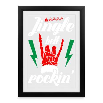 Jingle bell Rockin Musique de Noël - Affiche encadrée (27 × 37 cm) - noir - Devant