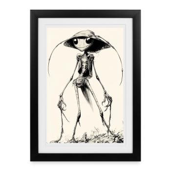 Des extraterrestres squelettiques avec des chapeaux – sombrement charmants - Affiche encadrée (27 × 37 cm) - noir - Devant