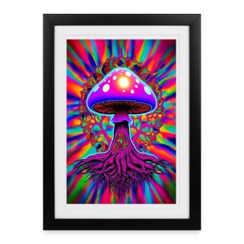 Champignon psychédélique - Affiche encadrée (27 × 37 cm) - noir - Devant