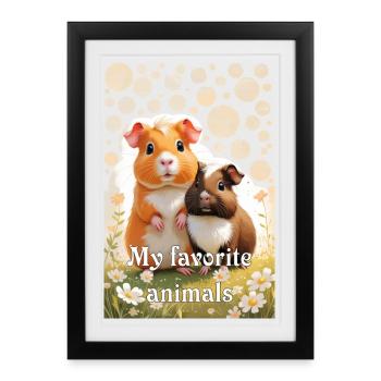 Two Cute Guinea Pigs My Favorite Animals - Framed poster (27 × 37 cm) - black - Front