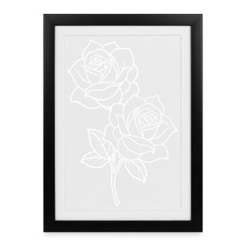 Roses - Fleurs - Fleurs - Dicton - Affiche encadrée (27 × 37 cm) - noir - Devant