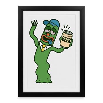 Camarade de canette de bière bancale-bancale - Affiche encadrée (27 × 37 cm) - noir - Devant