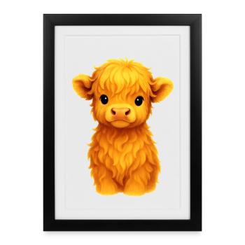 Mignon veau doré dessin animé - Affiche encadrée (27 × 37 cm) - noir - Devant