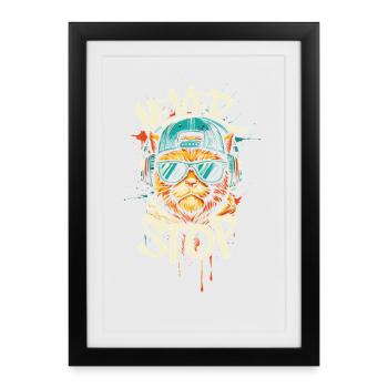 Cat Head Graffiti Hip-Hop - Framed poster (27 × 37 cm) - black - Front
