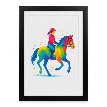 Équitation Coloré - Affiche encadrée (27 × 37 cm) - noir - Devant