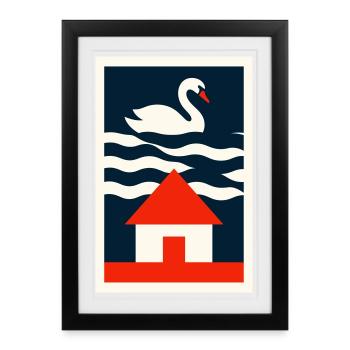 House by the Lake - Graphic Design Art - Framed poster (27 × 37 cm) - black - Front