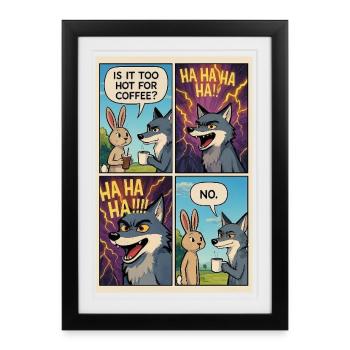  Too Hot Coffee Joke Comic - Funny Gift  - Framed poster (27 × 37 cm) - black - Front