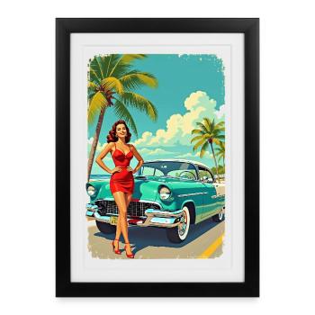 Retro Glamour & Muscle Car R01 - Framed poster (27 × 37 cm) - black - Front