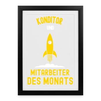 Chef pâtissier Employé du mois Collègue confiserie - Affiche encadrée (27 × 37 cm) - noir - Devant