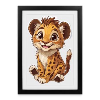 Lion - Affiche encadrée (27 × 37 cm) - noir - Devant