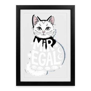 I Don't Care Cat Moon Stars Humorous Style - Framed poster (27 × 37 cm) - black - Front