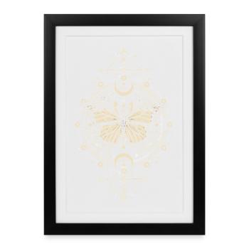 Astronomie - Mystique Papillon Monarque Phase Lune - Affiche encadrée (27 × 37 cm) - noir - Devant