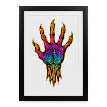 Griffe arc-en-ciel dorée | La griffe fait des fissures - Affiche encadrée (27 × 37 cm) - noir - Devant
